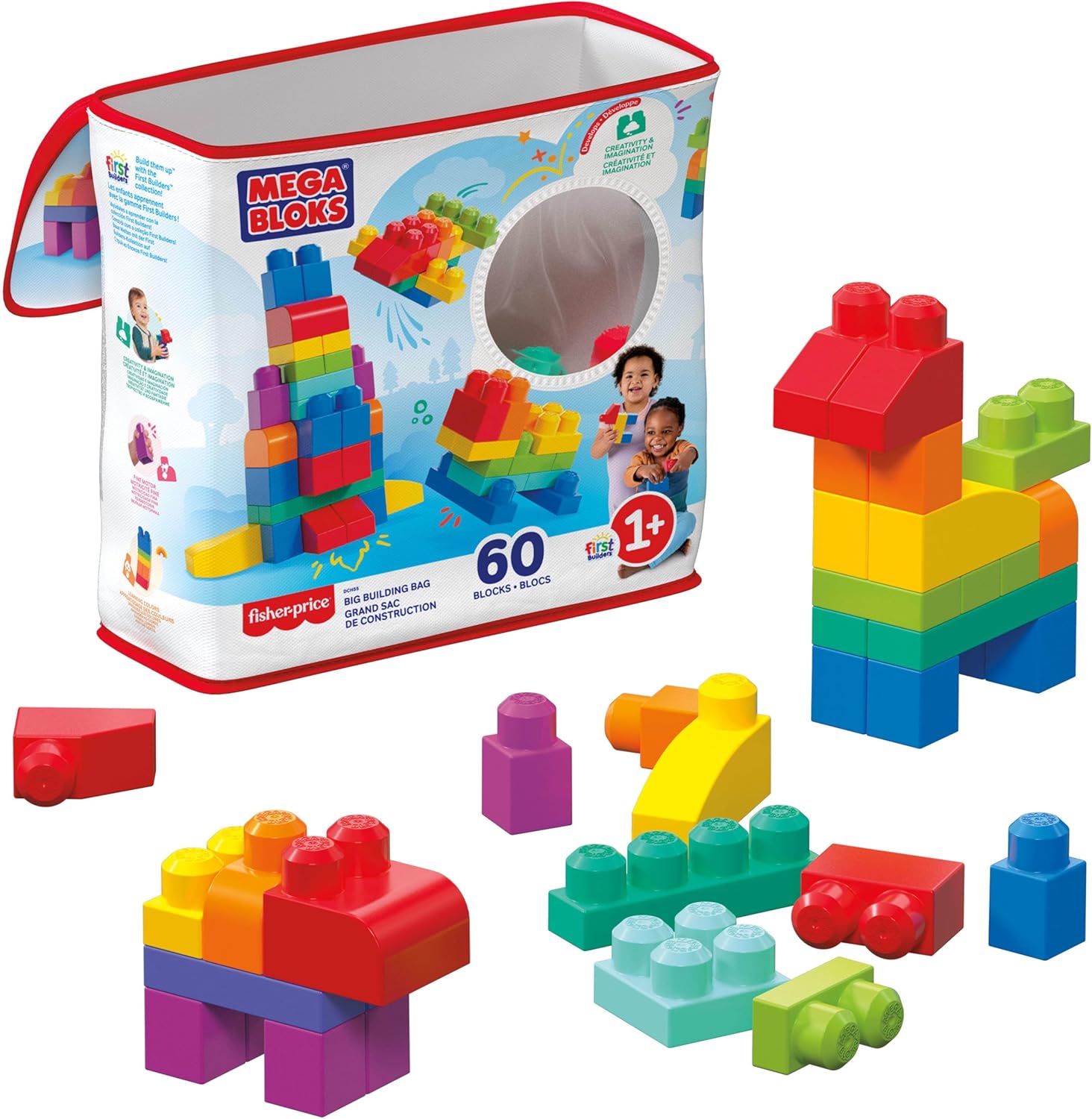 Fisher Price - Mega Bloks, Τουβλάκια Τσάντα 60 Τεμάχια DCH55 (CYP67)