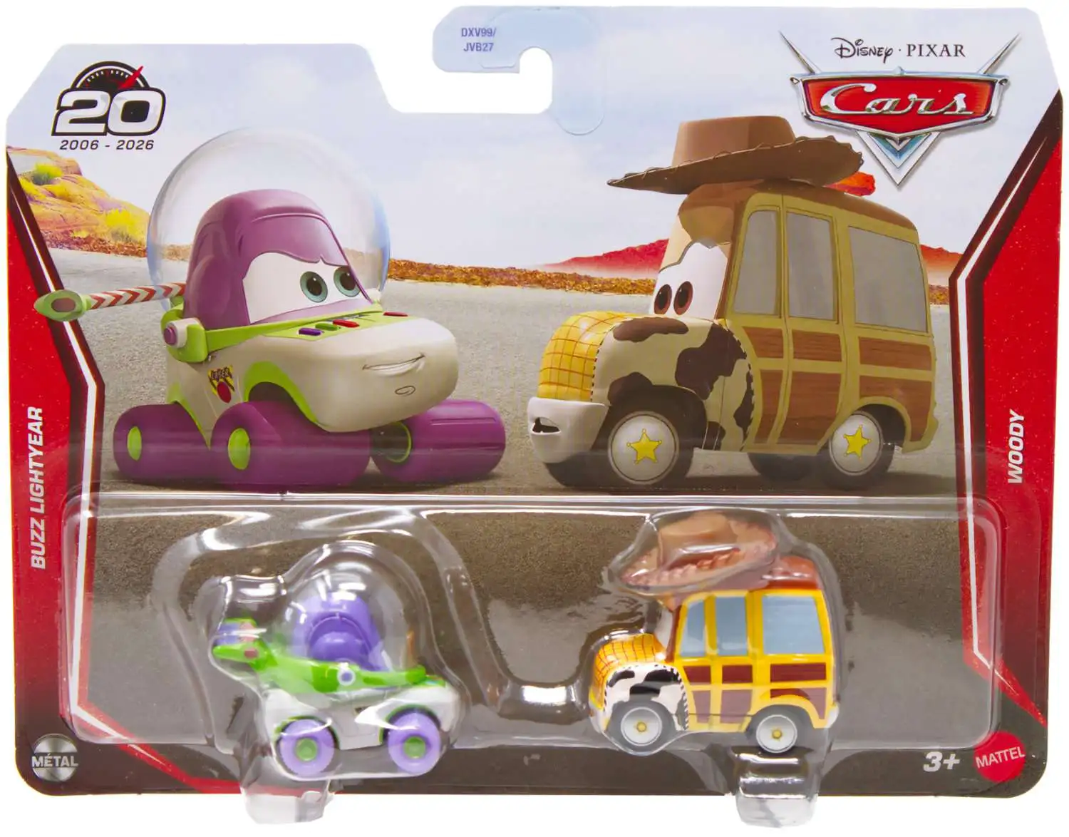 Mattel Cars - Σετ Με 2 Αυτοκινητάκια, Buzz Lightyear & Woody JJW87 (DXV99/JVB27)