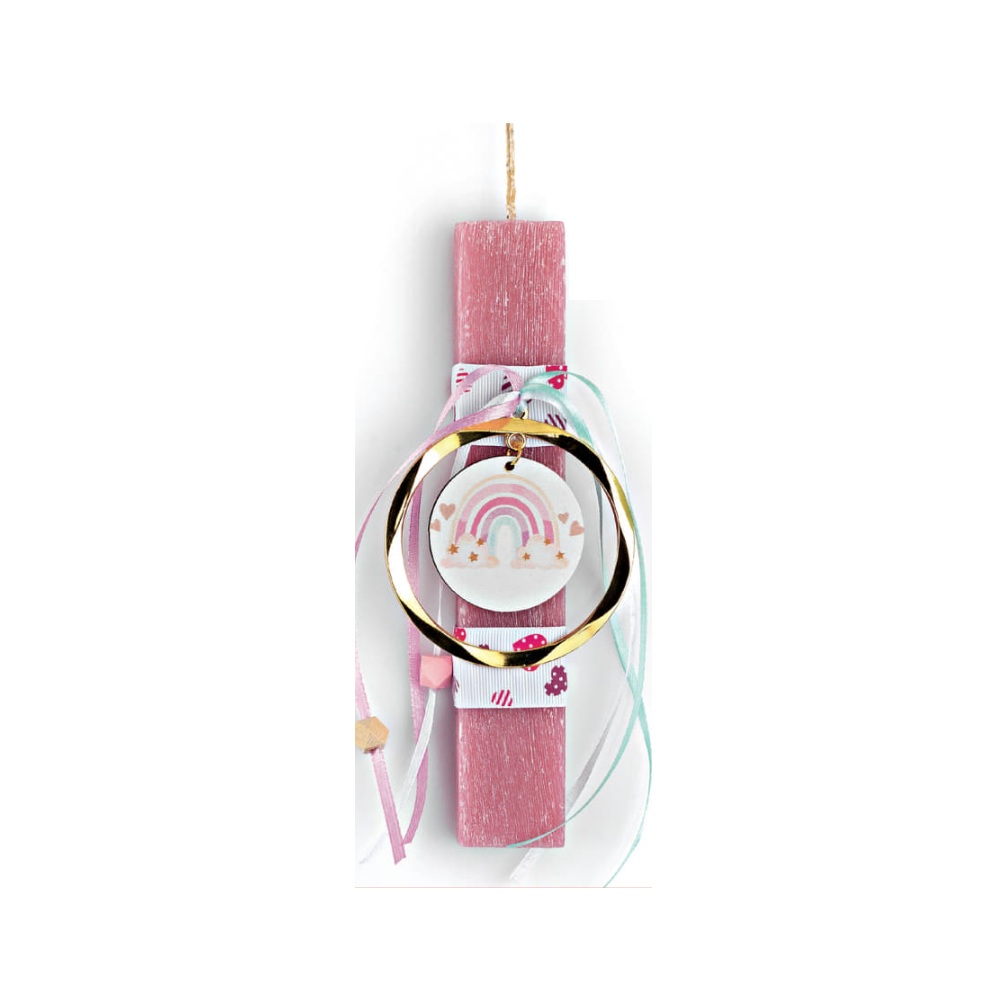 Adorex - Λαμπάδα Κόκκινη, Ξύλινο Ουράνιο Τόξο EL732