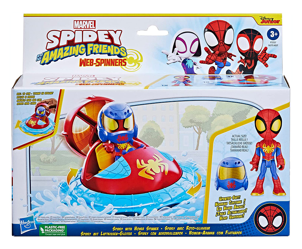 Hasbro - Marvel Spidey and His Amazing Friends Spidey Web-Spinners Spidey With Hover Spinner Vehicle F7252( F6775)