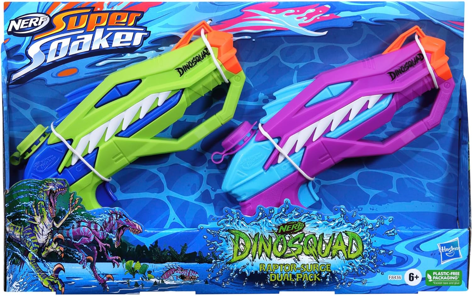 Hasbro Nerf -  Dinosquad Super Soaker Raptor-Surge Dual Pack F8436