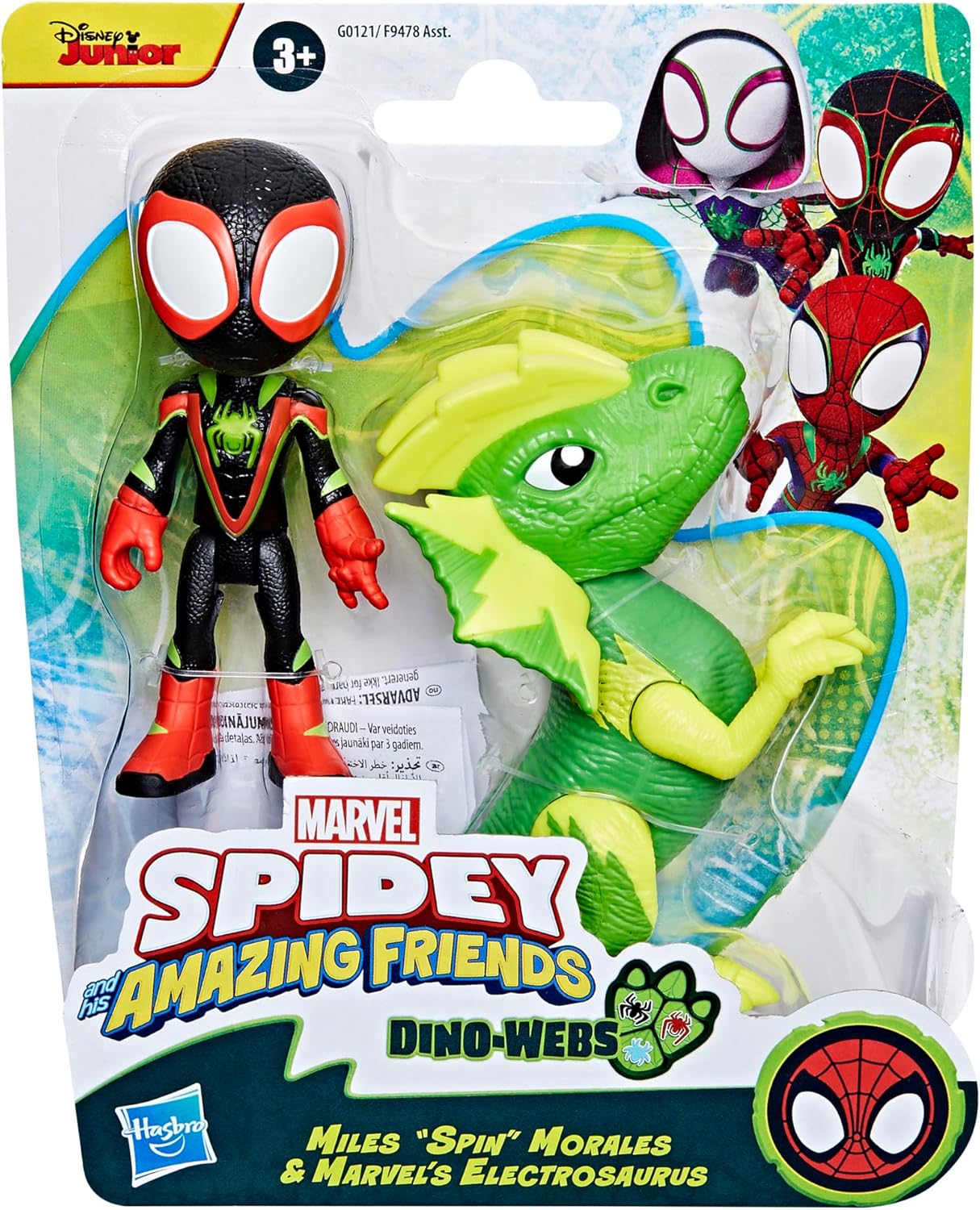 Hasbro - Marvel Spidey and His Amazing Friends, Dino Webs, Miles "Spin" Morales & Marvels Electrosaurus G0121 (F9478)