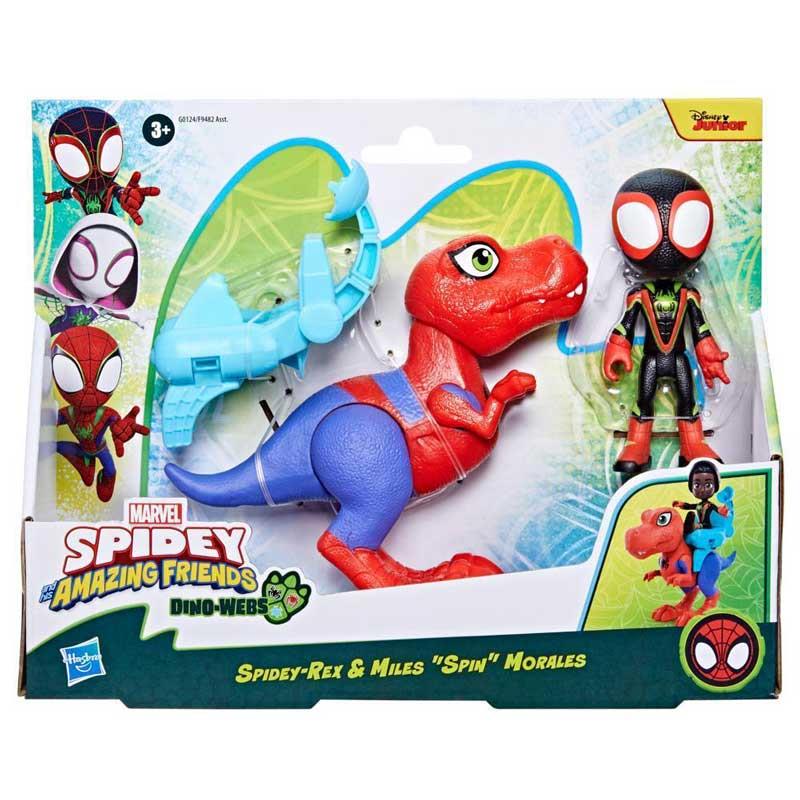 Hasbro -  Spiderman Spidey Amazing Friends , Spidey-Rex And Miles Spin Morales G0124 (F9482)