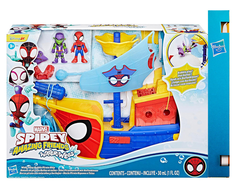 Παιχνιδολαμπάδα Hasbro -  Spiderman Spidey Amazing Friends, Water-Webs Ahoy Bubble Pirate Ship Toy G0666