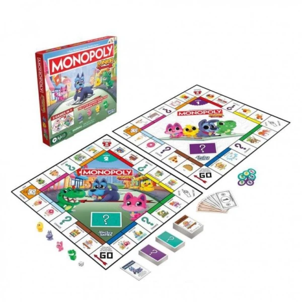 Παιχνιδολαμπάδα Hasbro - Επιτραπέζιο - Monopoly, Junior Square 2 in 1 G1856