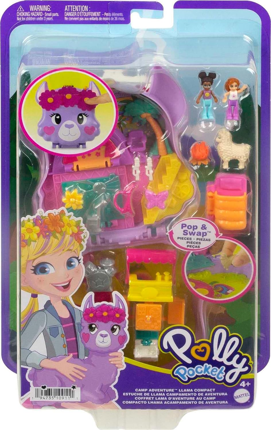 Mattel Polly Pocket - Ο Κόσμος Της Polly Σετάκια -  Camp Adventure Llama Compact HKV33 (FRY35)