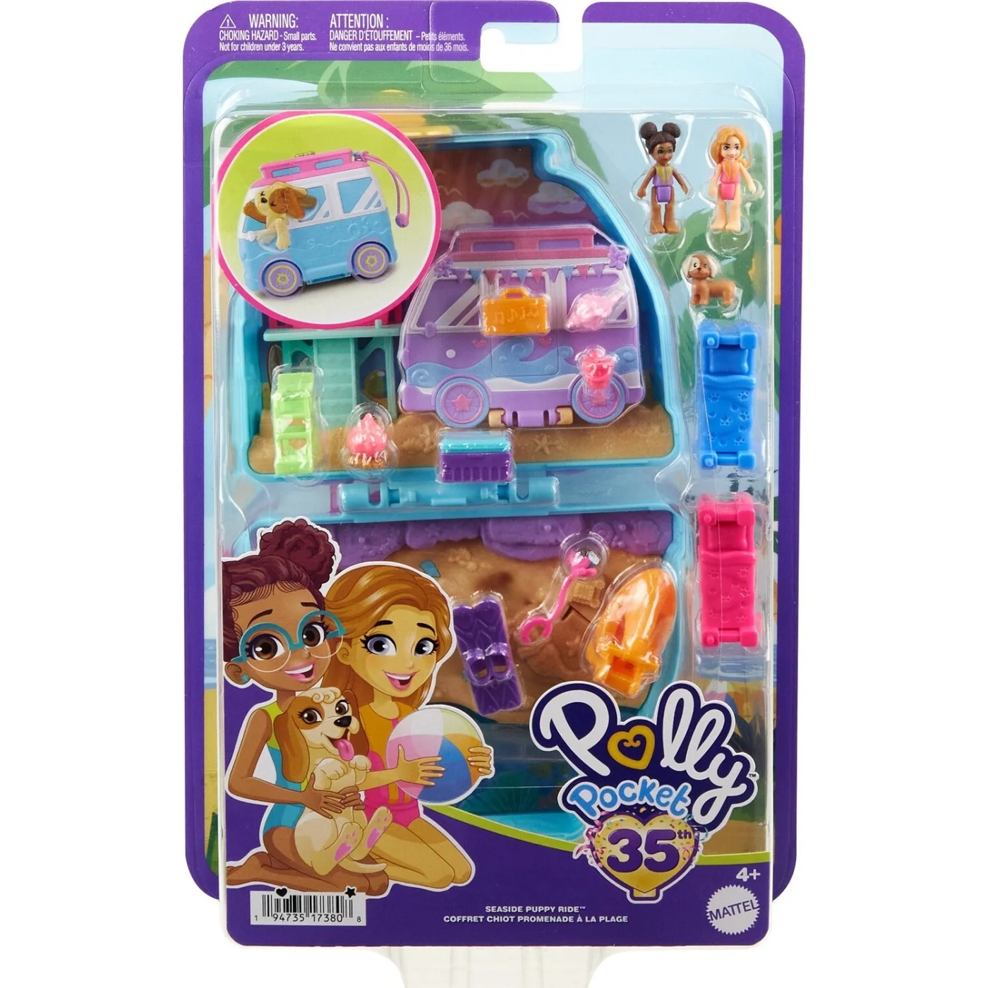 Mattel Polly Pocket - Seaside Puppy Ride Compact HRD36 (FRY35)