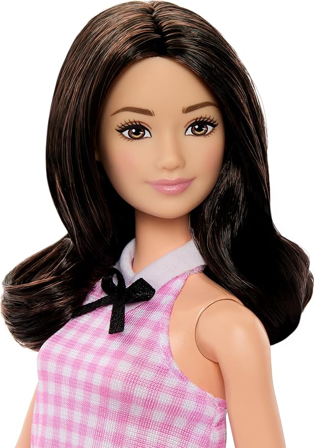 Mattel Barbie - No.224 With Black Wavy Hair, Pink Gingham Dress & Accessories HRH21 (DWK44)