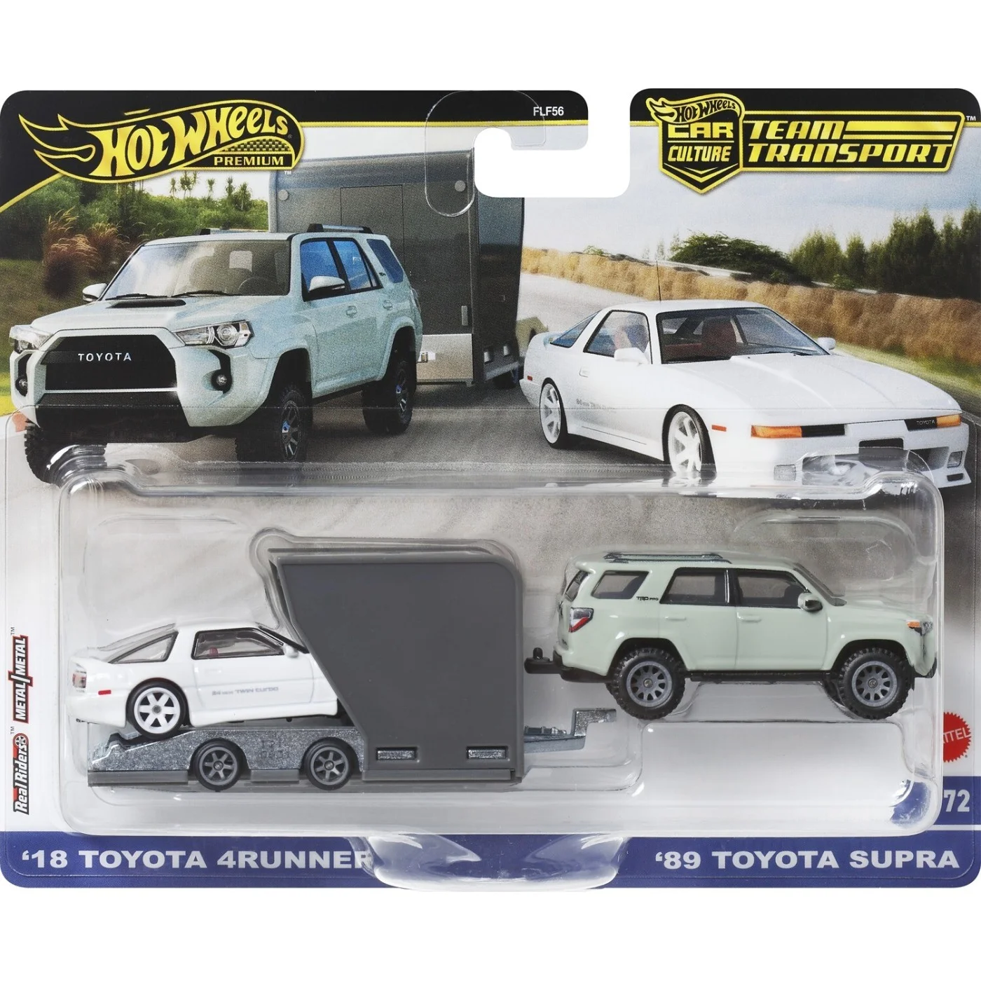 Mattel Hot Wheels - Νταλίκα Με Αυτοκινητάκι, Team Transport '18 Toyota 4Runner & '89 Toyota Supra HRV37 (FLF56)