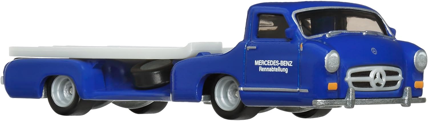 Mattel Hot Wheels - Νταλίκα Με Αυτοκινητάκι, Mercedes-Benz 300 SL & '55 Mercedes Benz Blaues Wunder HRV48 (FLF56)