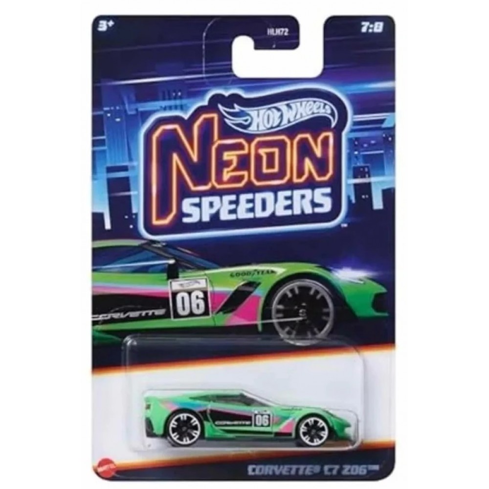 Mattel Hot Wheels - Αυτοκινητάκι Neon Speeders, Corvette C7 206 (7/8) HRW81 (HLH72)