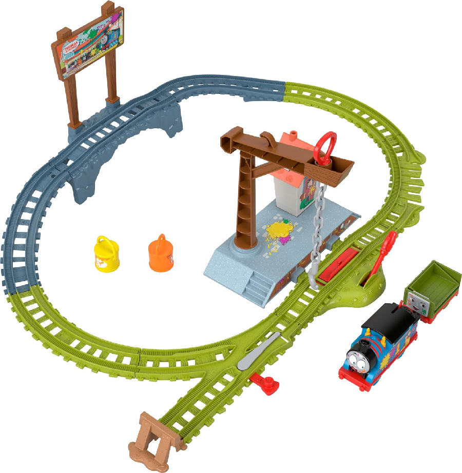 Fisher Price Thomas & Friends - Paint Delivery Motorized Train and Track Set HTN34