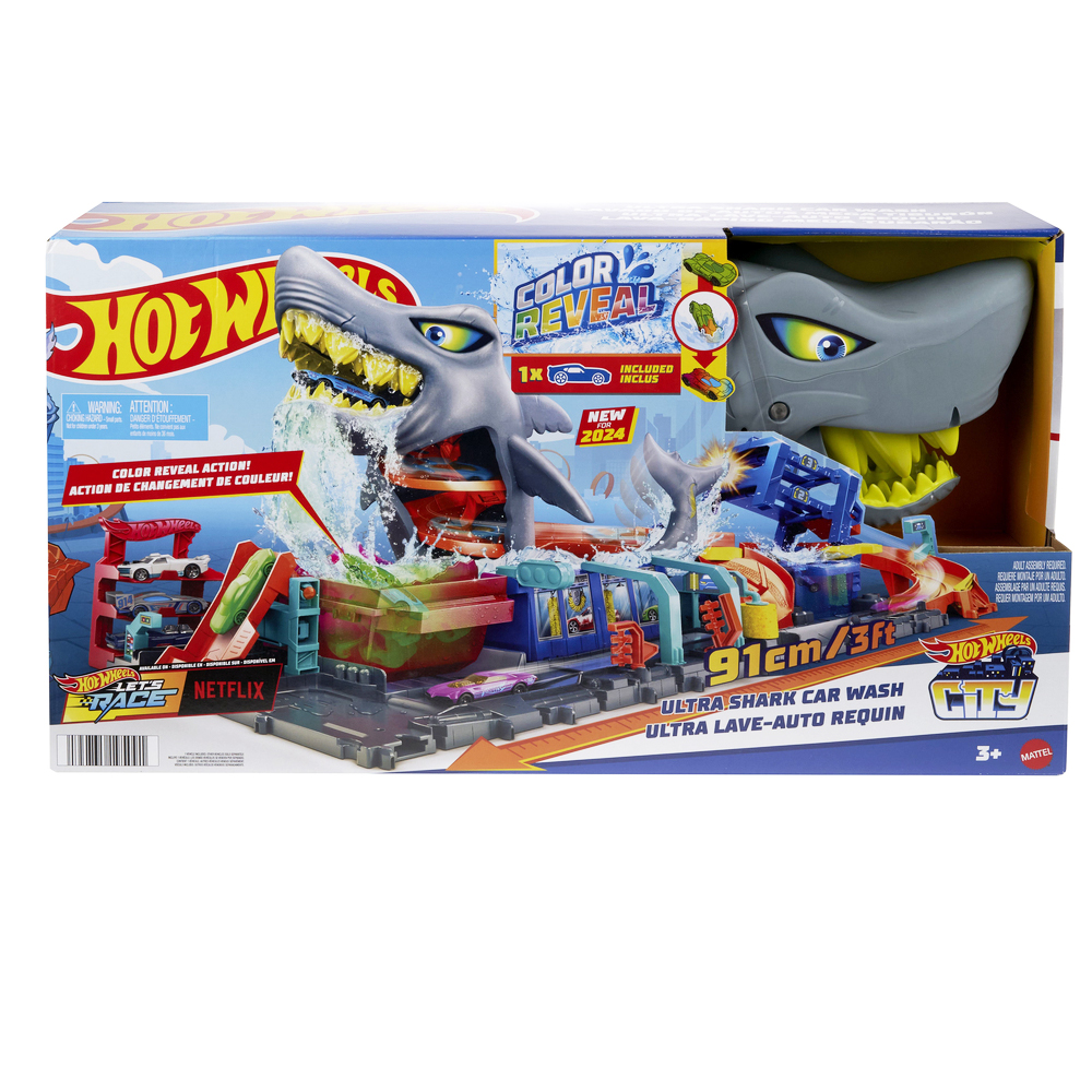 Mattel Hot Wheels - Ultra Shark Car Wash with Color Reveal Toy Car HTN82