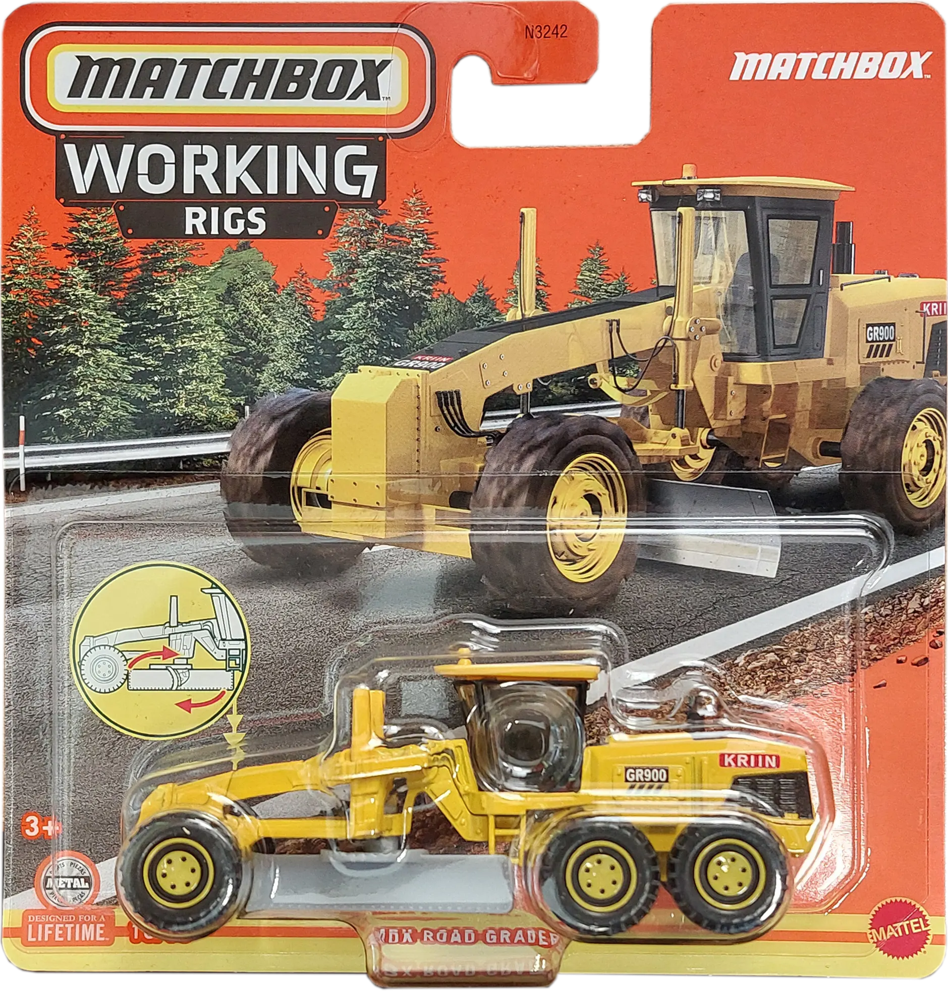 Mattel Matchbox - Working Rigs, MBX Road Grader™ (10/16) HVV15 (N3242)