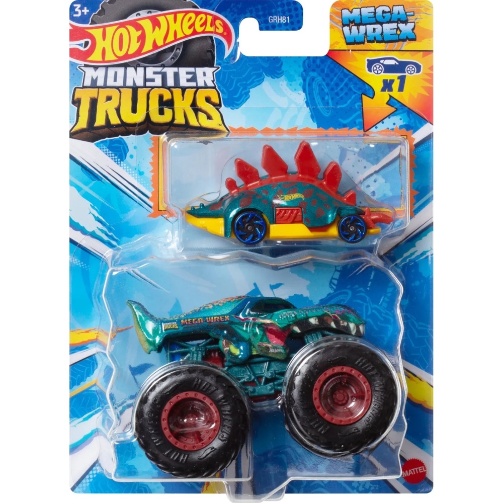 Mattel Hot Wheels - Monster Truck Με Αυτοκινητάκι, Mega Wrex HWN43 (GRH81)