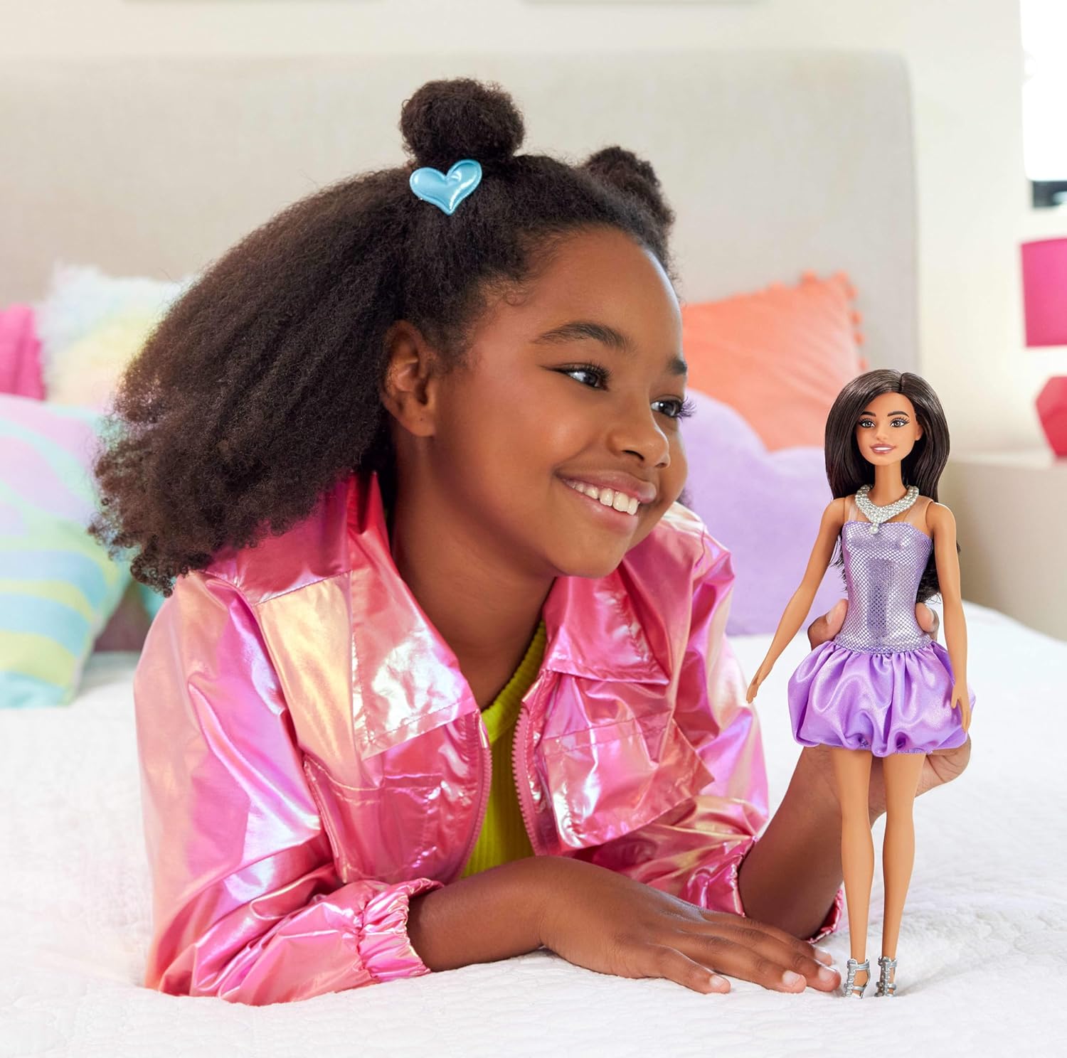 Mattel Barbie - Fashionistas Doll No.234 Brown Hair In Sequined Purple Dress And Silvery Accessories HYT92 (FBR37) Mattel Barbie - Fashionistas Doll No.234 Brown Hair In Sequined Purple Dress And Silvery Accessories HYT92 (FBR37)