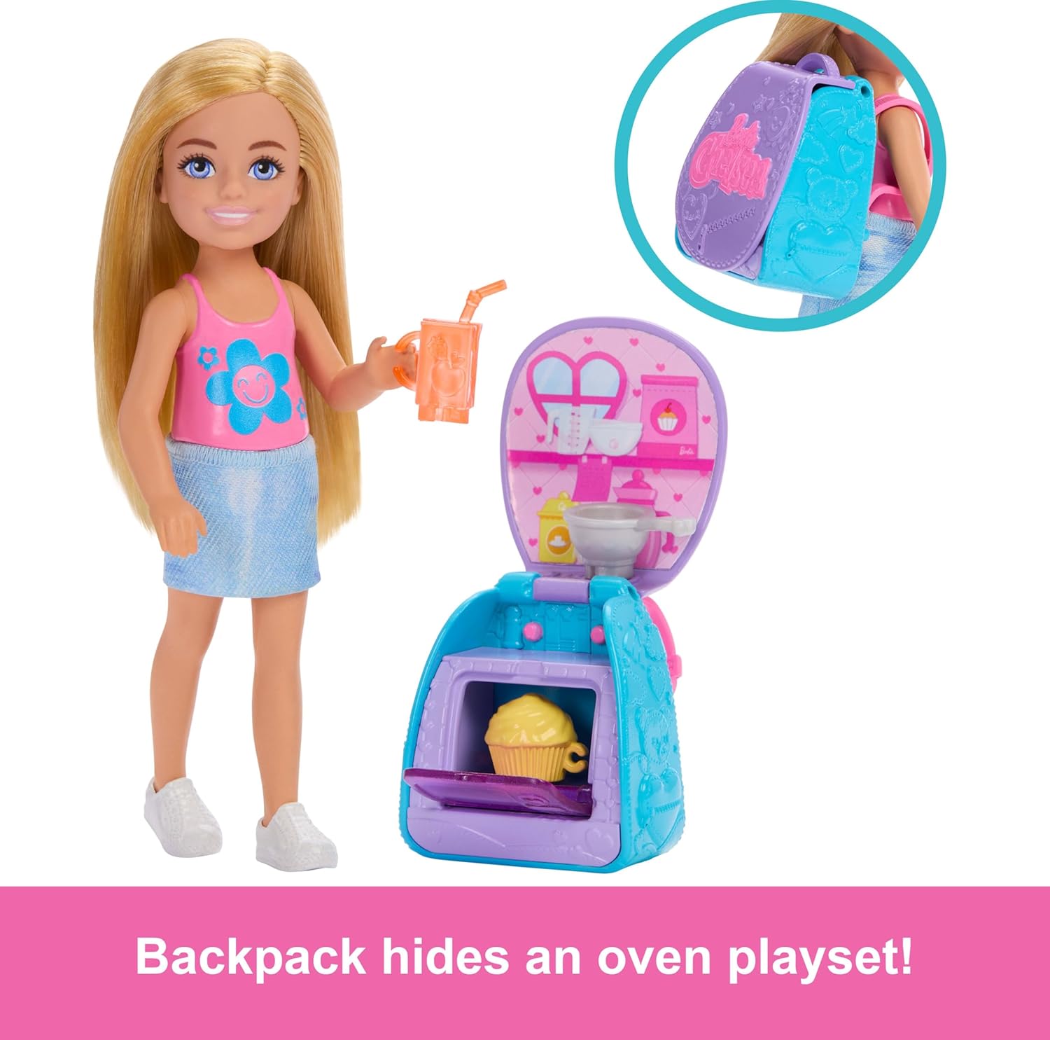 Mattel Barbie - Family & Friends Cupcake Baking Backpack Chelsea Με Σακίδιο JBF46 Mattel Barbie - Family & Friends Cupcake Baking Backpack Chelsea Με Σακίδιο JBF46