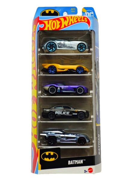 Mattel Hot Wheels – Αυτοκινητάκια 1:64 Σετ Των 5, DC Batman JBJ76 (01806)