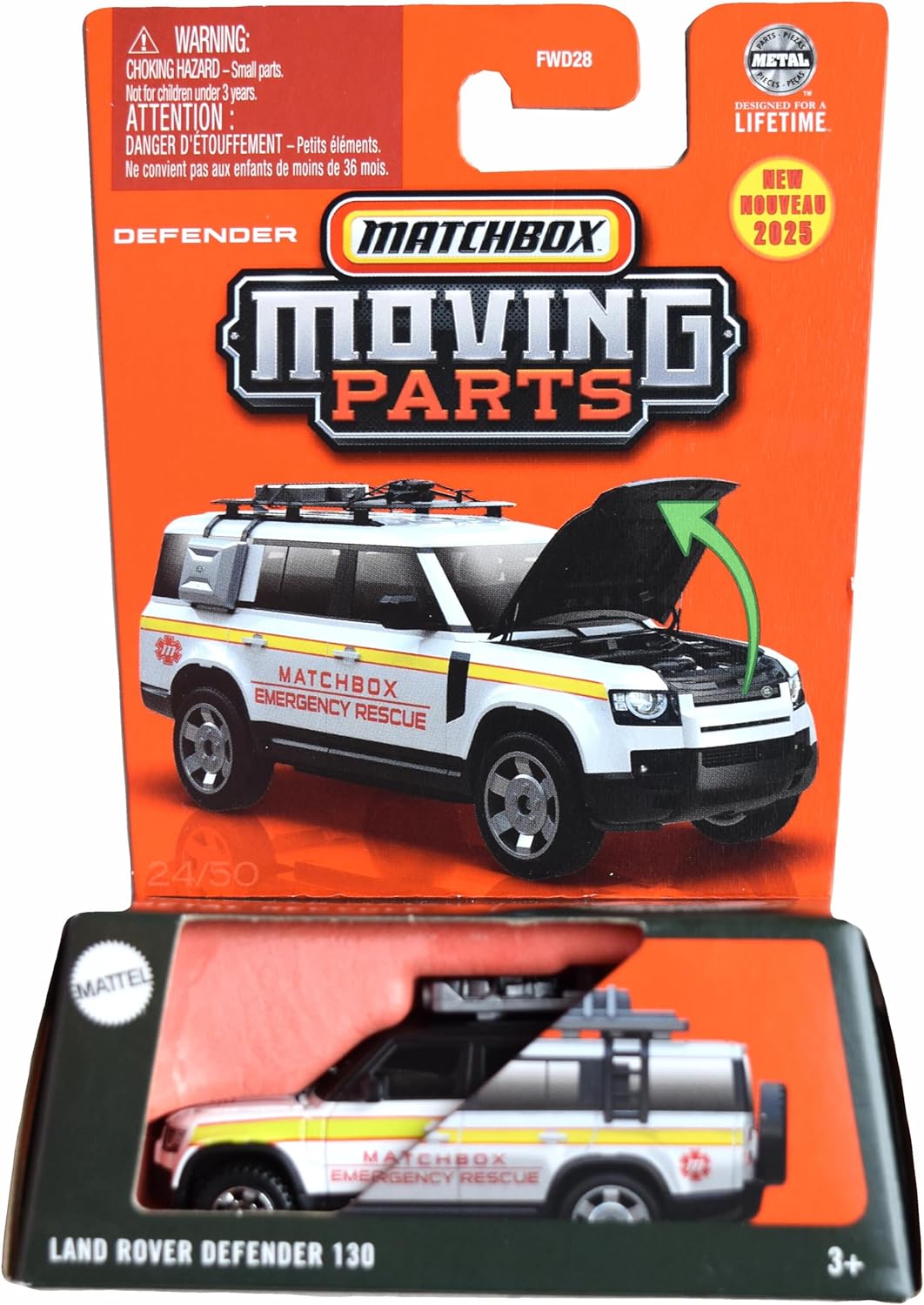 Mattel Matchbox - Moving Parts, Land Rover Defender 130 JBW63 (FWD28)