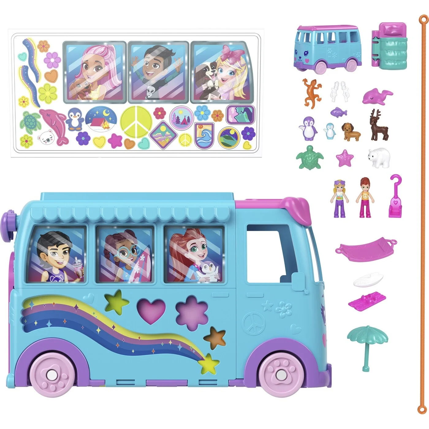 Mattel Polly Pocket - Pet Mobile Adventure - Τροχόσπιτο Με Ζωάκια Σετ Παιχνιδιών JCC22