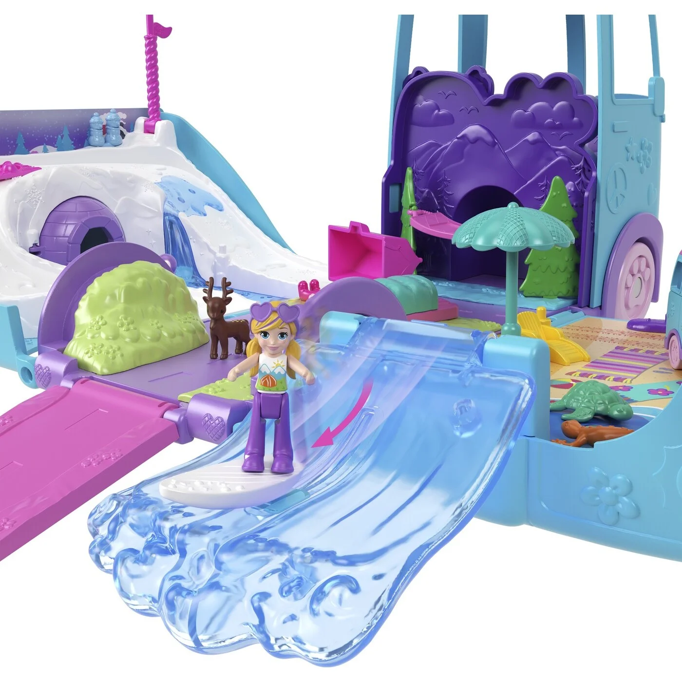 Mattel Polly Pocket - Pet Mobile Adventure - Τροχόσπιτο Με Ζωάκια Σετ Παιχνιδιών JCC22