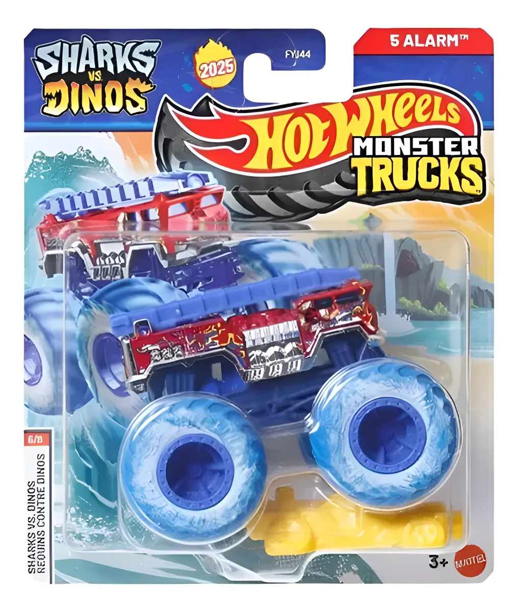 Mattel Hot Wheels - Monster Trucks, Sharks Vs Dinos, 5 Alarm JCD88 (FYJ44)