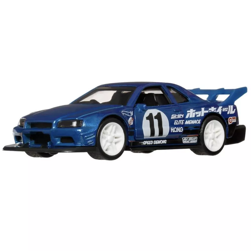 Mattel Hot Wheels - Pull-Back Speeders, Night Burnerz, 1999 Nissan Skyline GT-R (R34) (4/5) JCM01 (HPR70/HPT04)