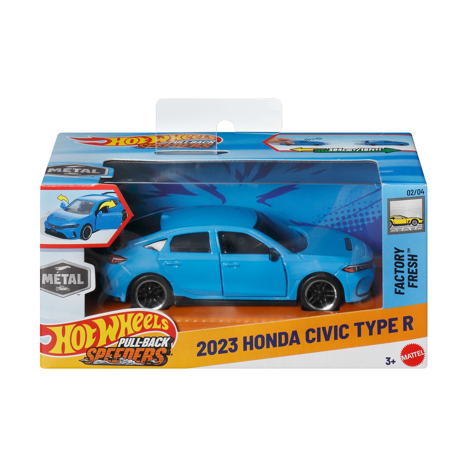 Mattel Hot Wheels - Pull-Back Speeders, Factory Fresh, 2023 Honda Civic Type R (2/4) JCM05 (HPR70/HPT04)