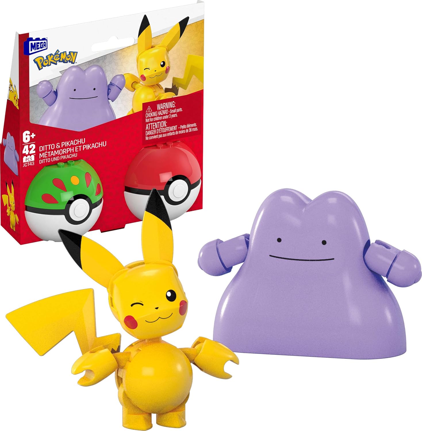 Mattel - Mega Pokemon , Σετ των δύο Pikachu and Ditto JCT43 (HXP11)