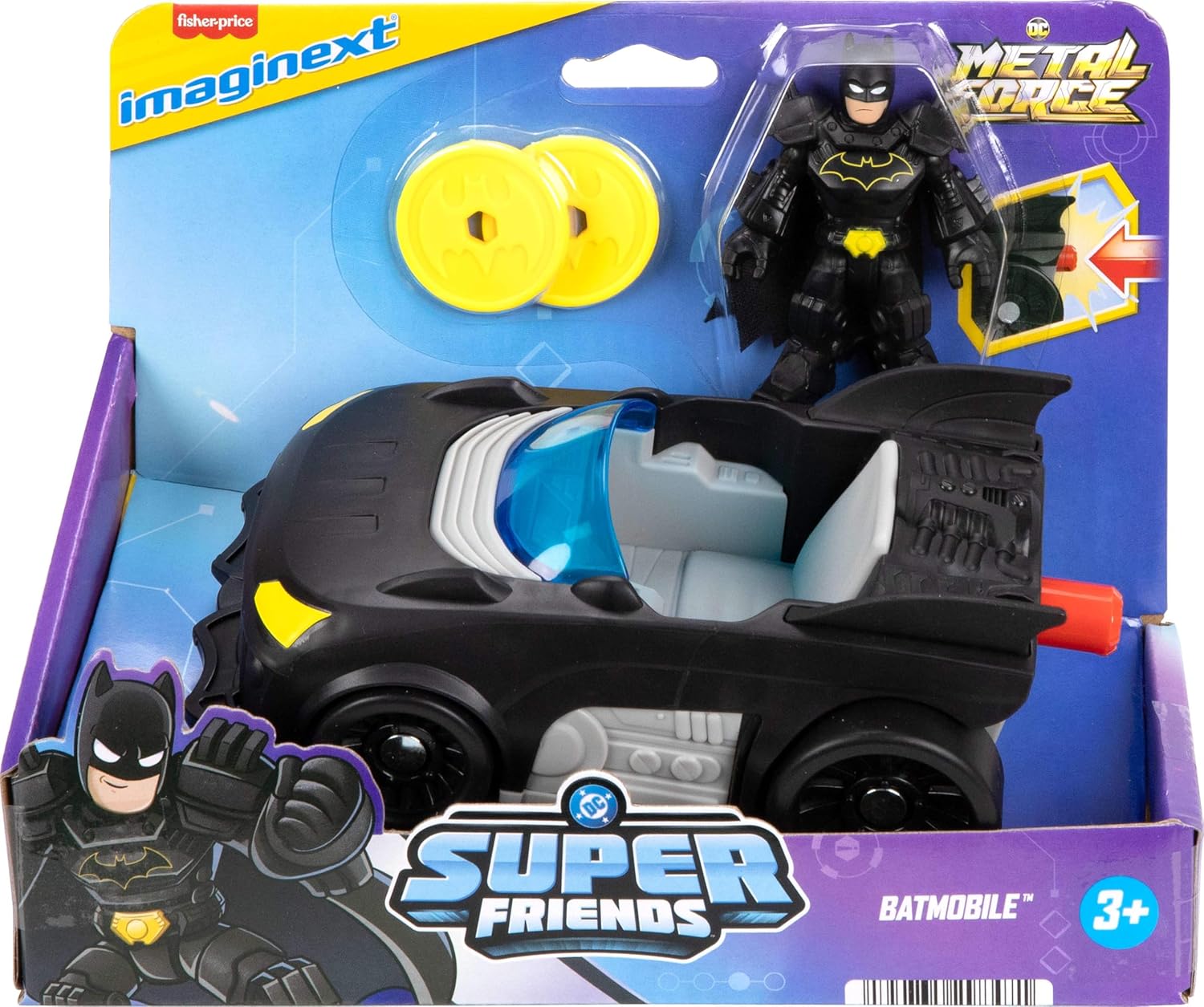Fisher Price - Imaginext, DC Super Friends, Metal Force Batmobile Vehicle & Figure JFJ68 Fisher Price - Imaginext, DC Super Friends, Metal Force Batmobile Vehicle & Figure JFJ68