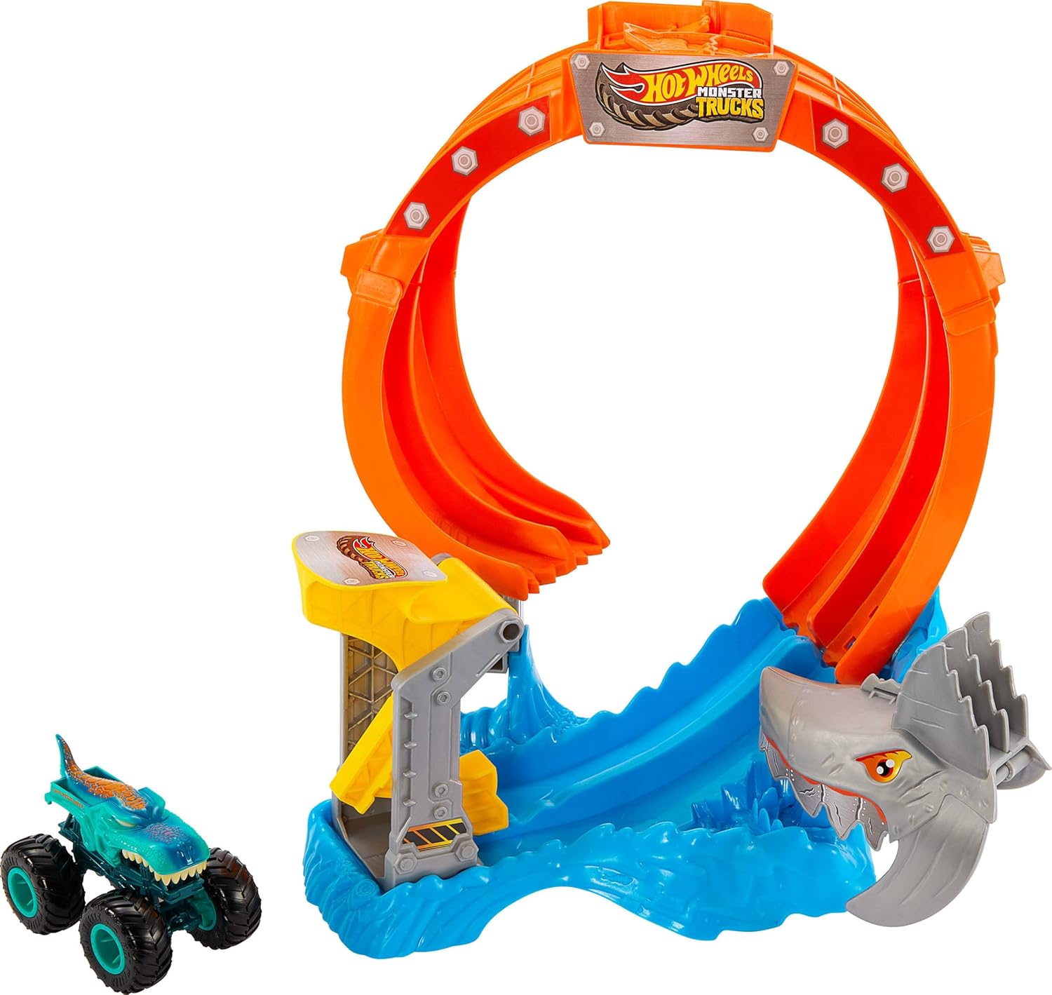 Mattel Hot Wheels - Monster Trucks, Sharks Vs Dinos, Spiral Shark Smash JFR08