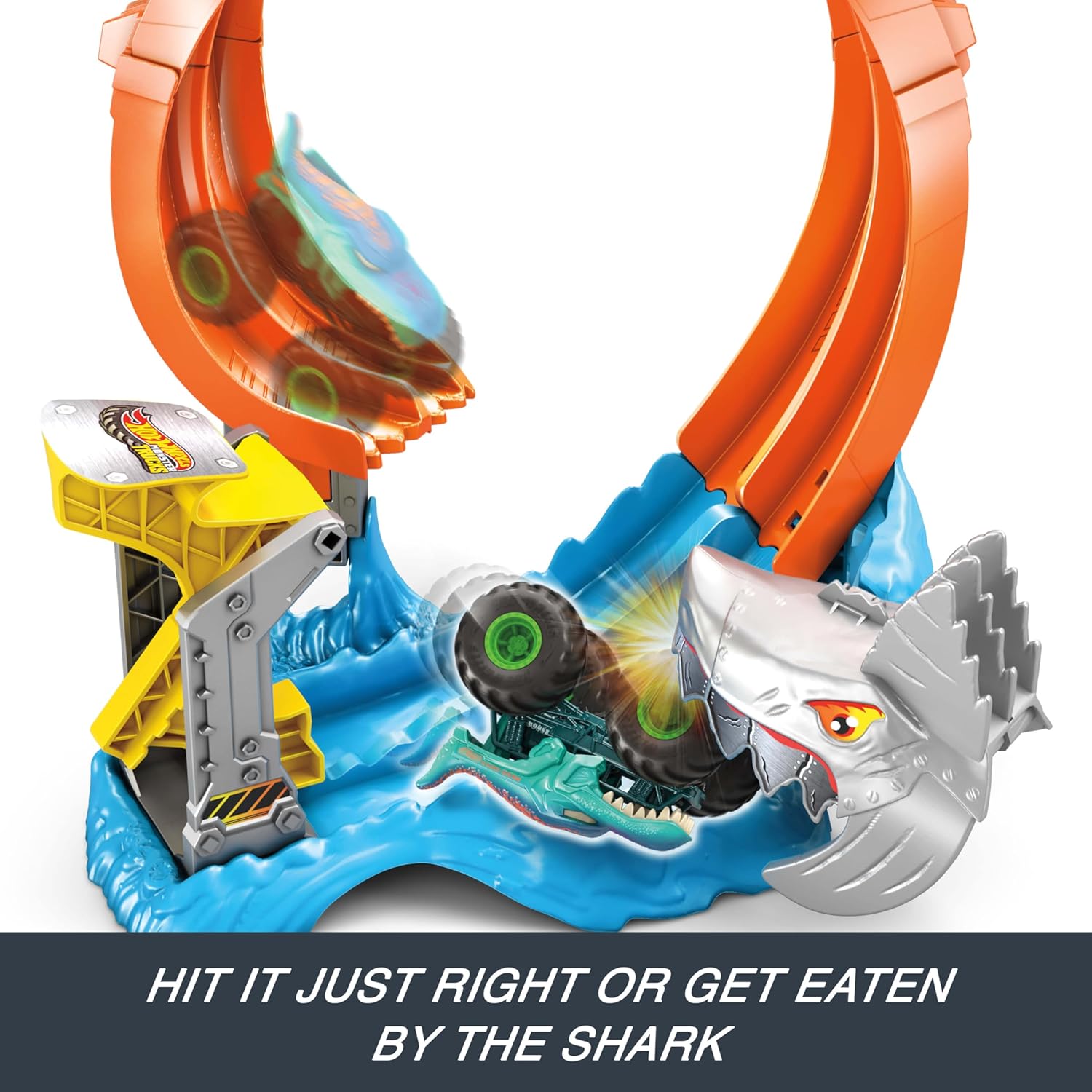 Mattel Hot Wheels - Monster Trucks, Sharks Vs Dinos, Spiral Shark Smash JFR08