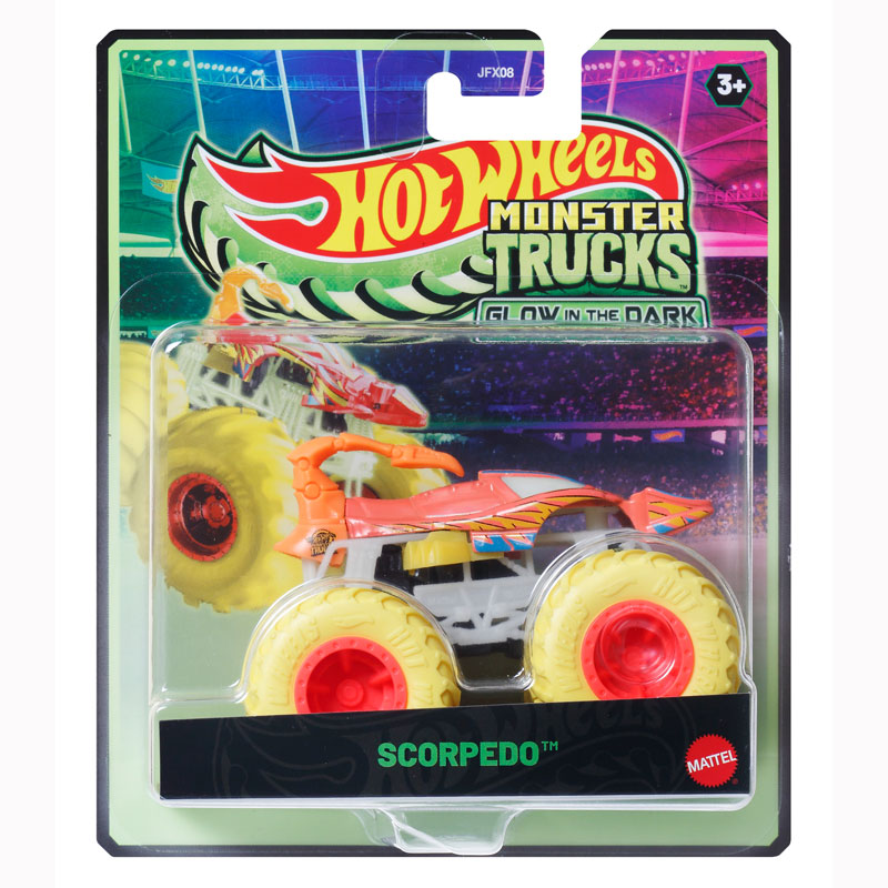 Mattel Hot Wheels - Monster Trucks, Glow In The Dark, Scorpedo JFX24 (JFX08) Mattel Hot Wheels - Monster Trucks, Glow In The Dark, Scorpedo JFX24 (JFX08)