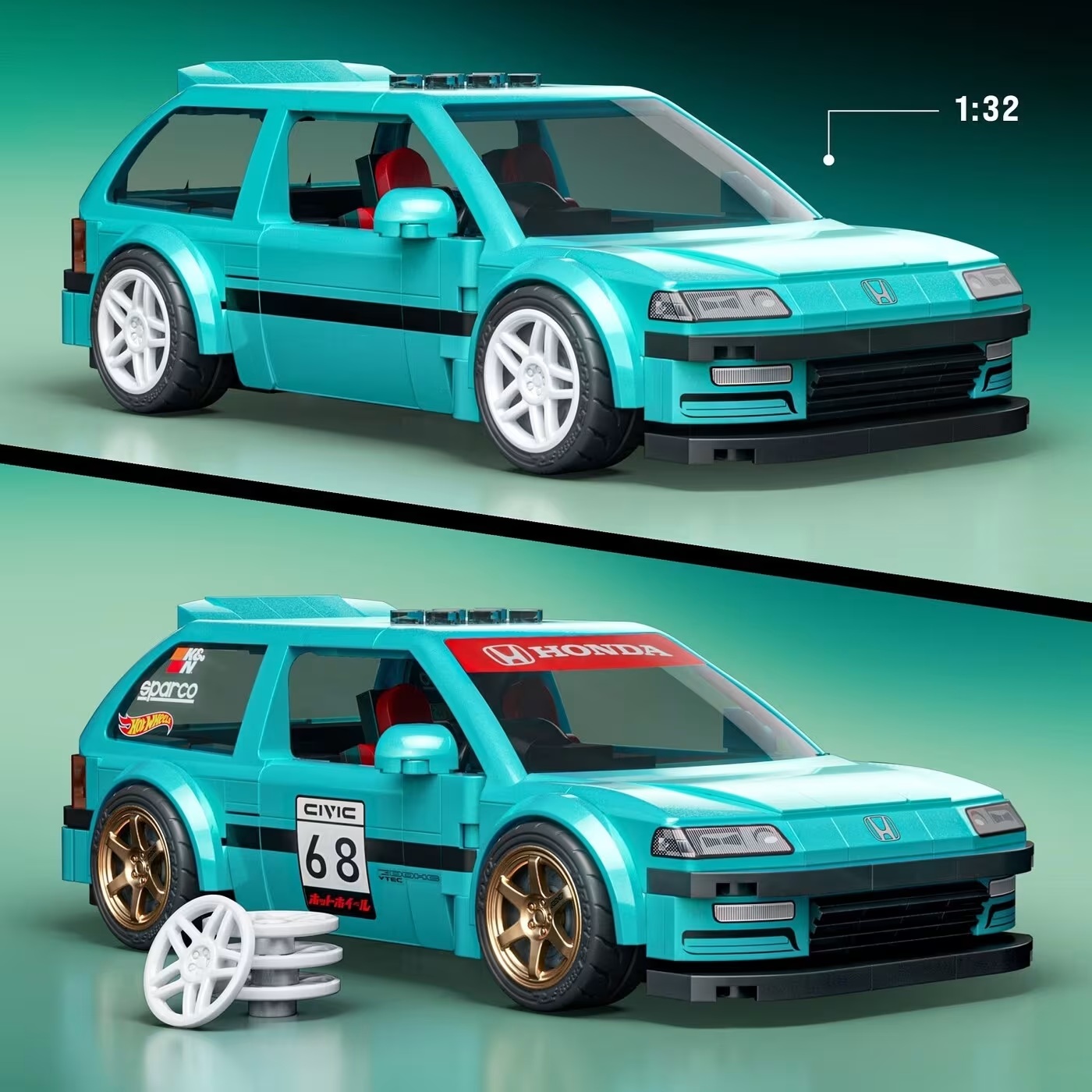 Mattel - Hot Wheels, Brick Shop, Speed Series, Custom ΄90 Honda Civic EF JHF62 (JFR87)