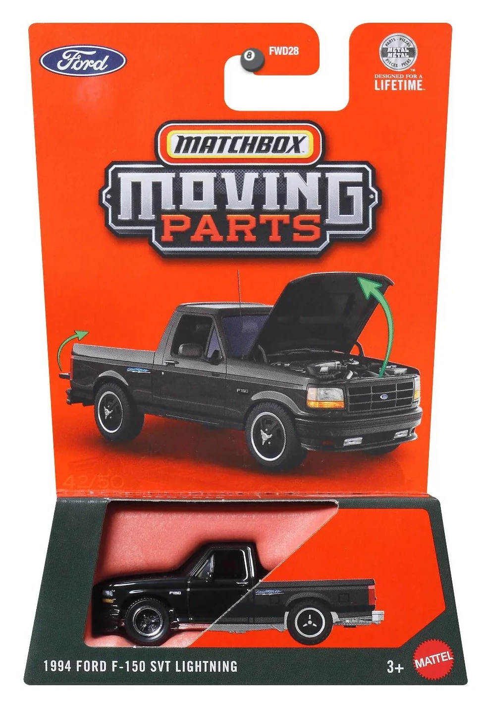 Mattel Matchbox - Moving Parts,  1994 Ford F-150 SVT Lightning JHV65 (FWD28)
