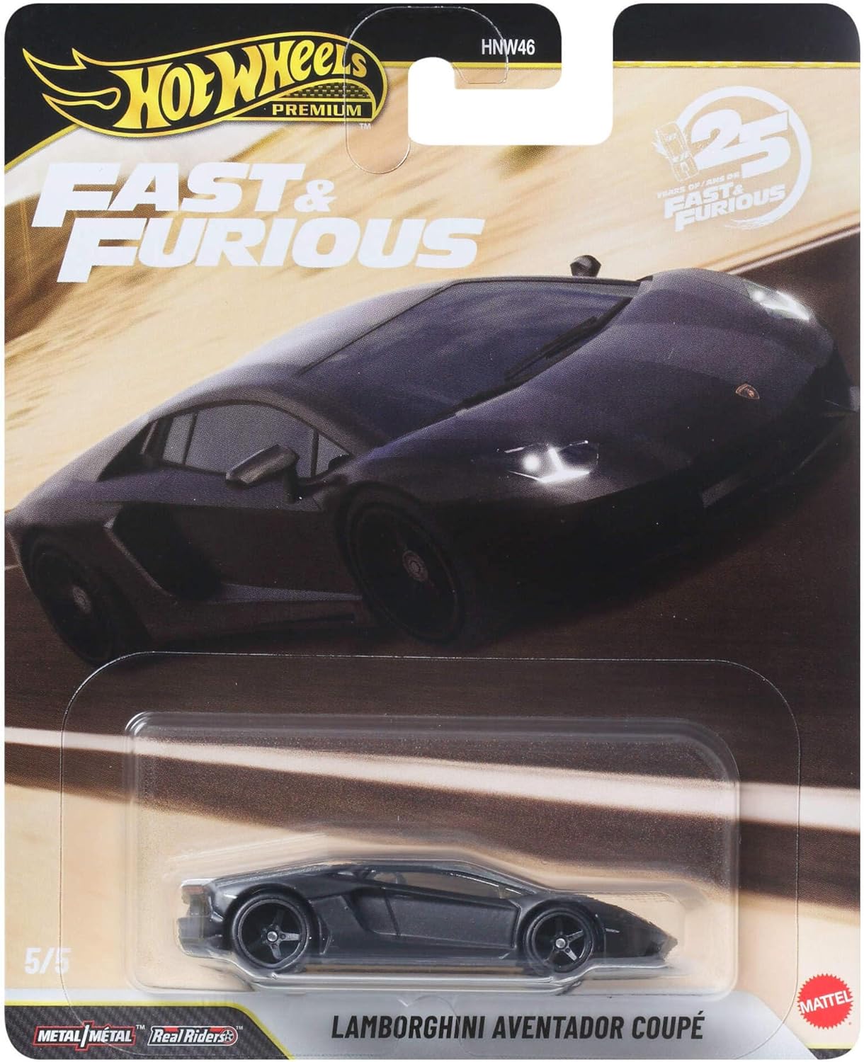 Mattel - Hot Wheels Premium, Fast And Furious, Lamborghini Aventador Coupe 5/5 JHW77 (HNW46)