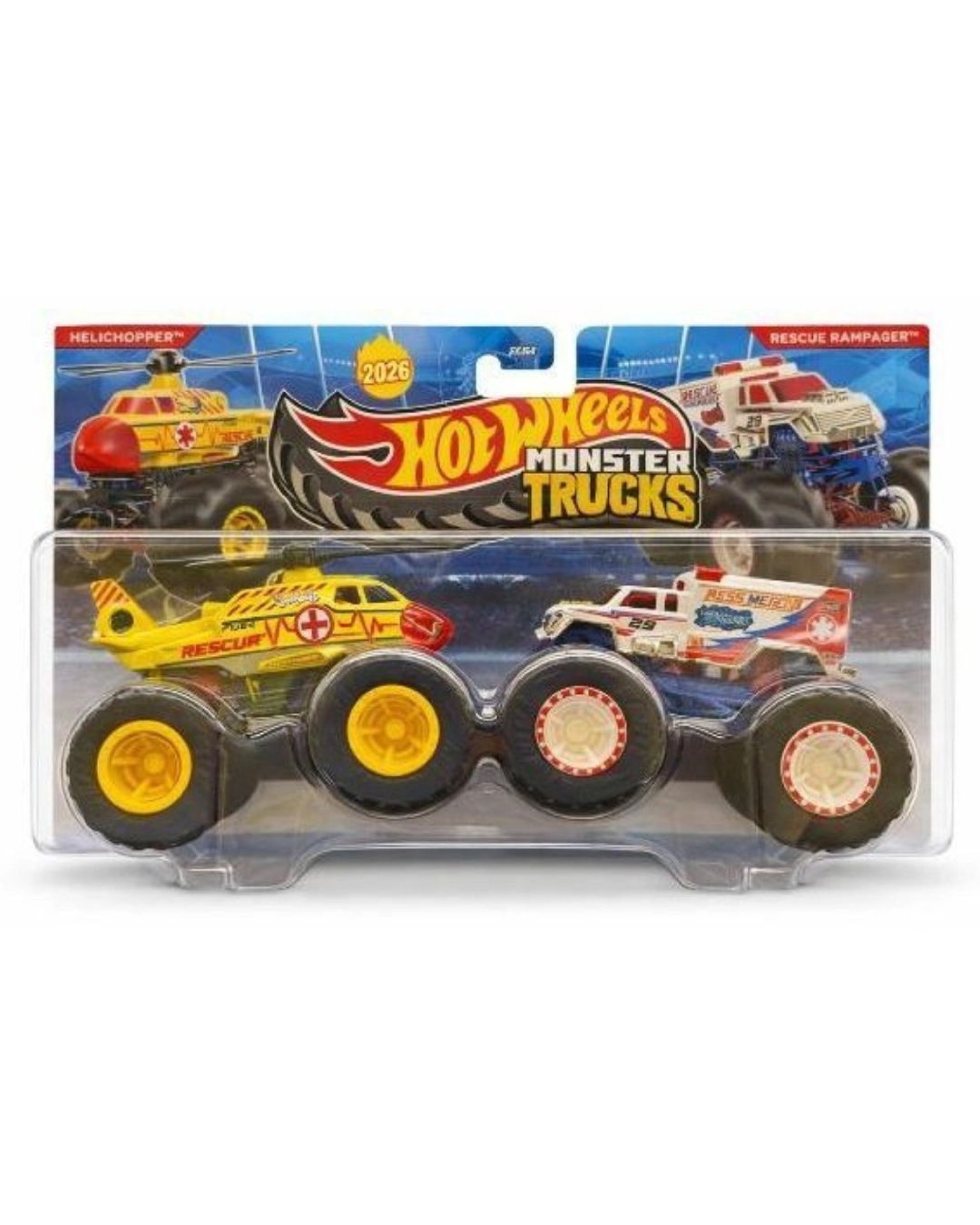 Mattel Hot Wheels - Monster Trucks, Demolition Doubles, Helichopper Vs Rescue Rampager JHY84 (FYJ64)