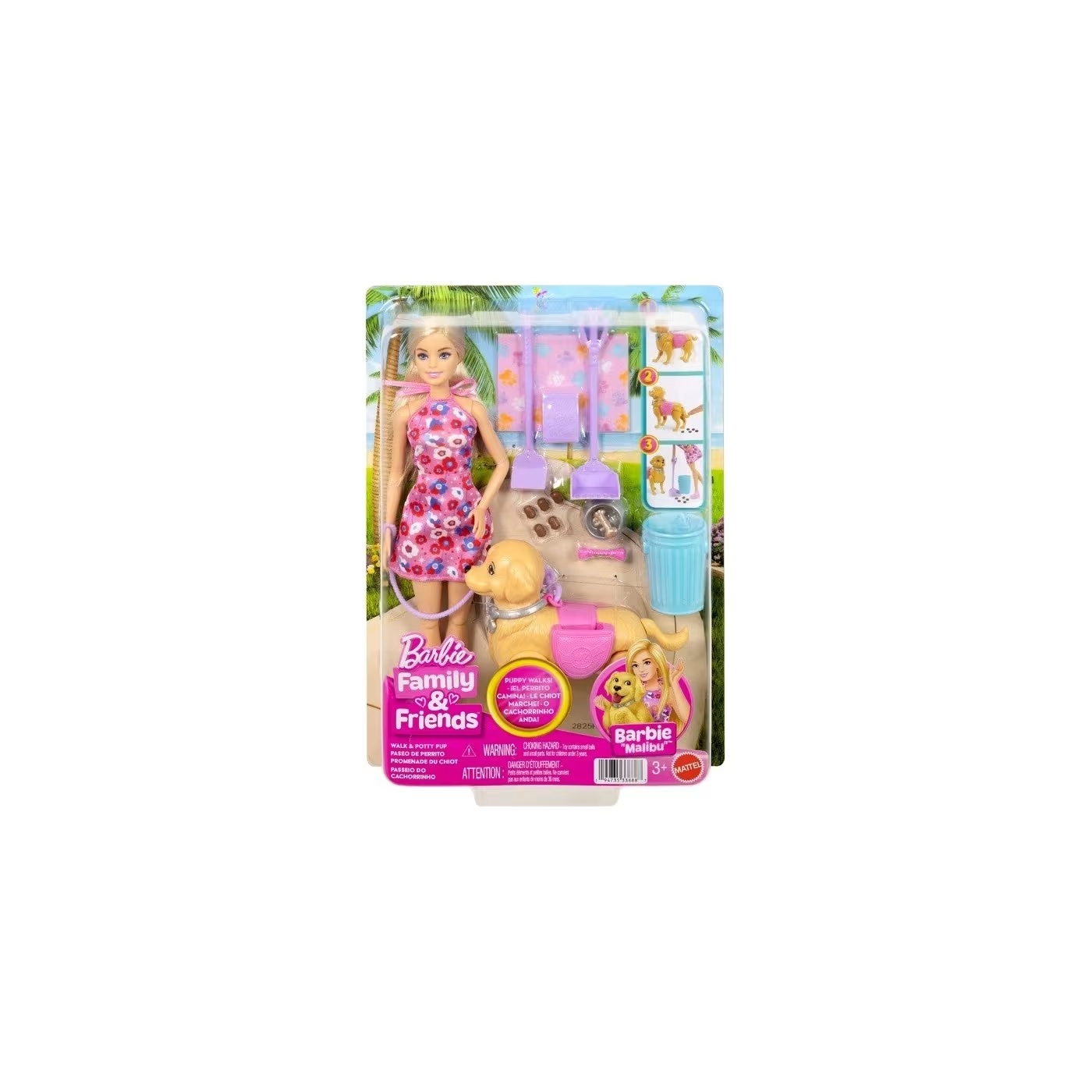 Mattel Barbie - Family & Friends, Puppy Walks! JJB46