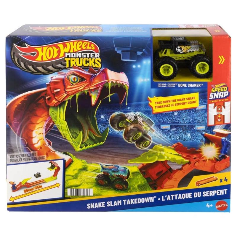 Mattel Hot Wheels - Monster Trucks, Speed Snap, Snake Slam Takedown JJN44