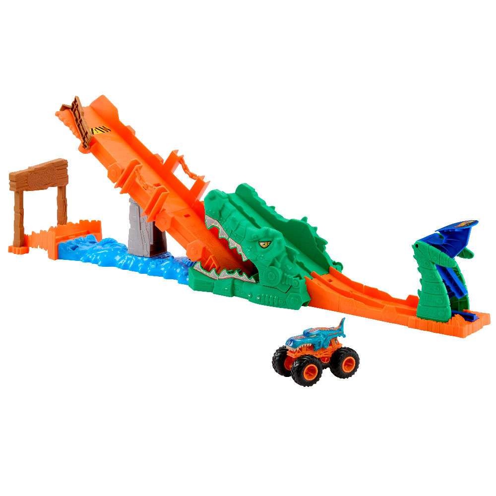 Mattel Hot Wheels - Monster Trucks, Crocodile Crash Challenge JJN45