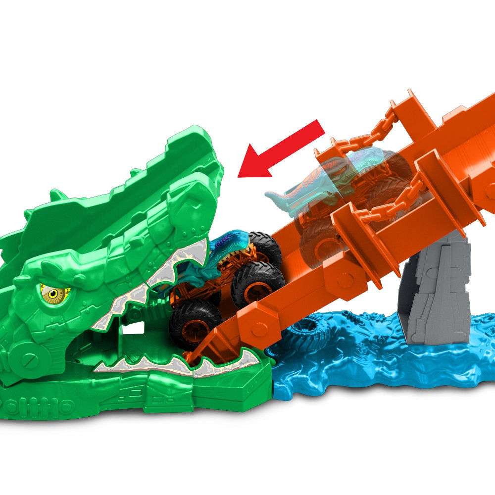 Mattel Hot Wheels - Monster Trucks, Crocodile Crash Challenge JJN45