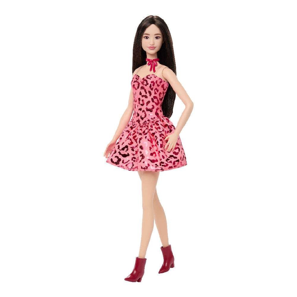 Mattel - Barbie Fashionistas, Κούκλα με Ροζ Λεοπάρ Φόρεμα JJN59 (FBR37)