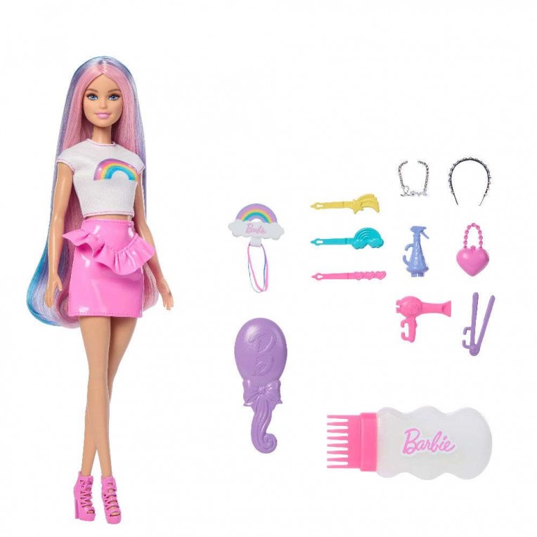 Παιχνιδολαμπάδα Mattel Barbie - Πολύχρωμα Μαλλιά Με Γκλίτερ JJP07 (JJP06)