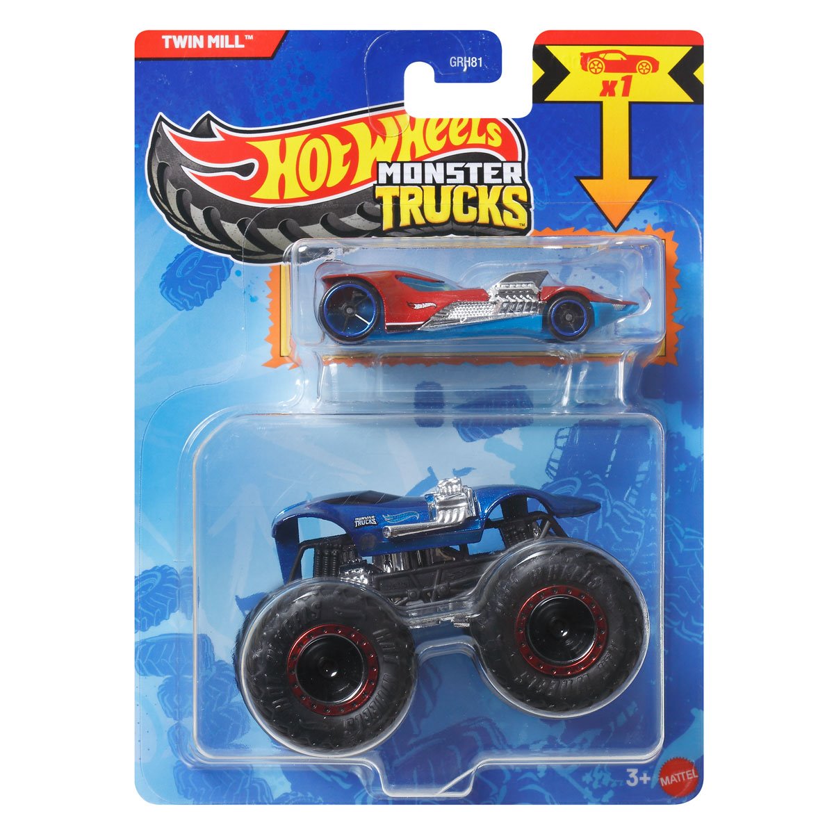 Mattel Hot Wheels - Monster Truck Με Αυτοκινητάκι, Twin Mill JJT56 (GRH81)