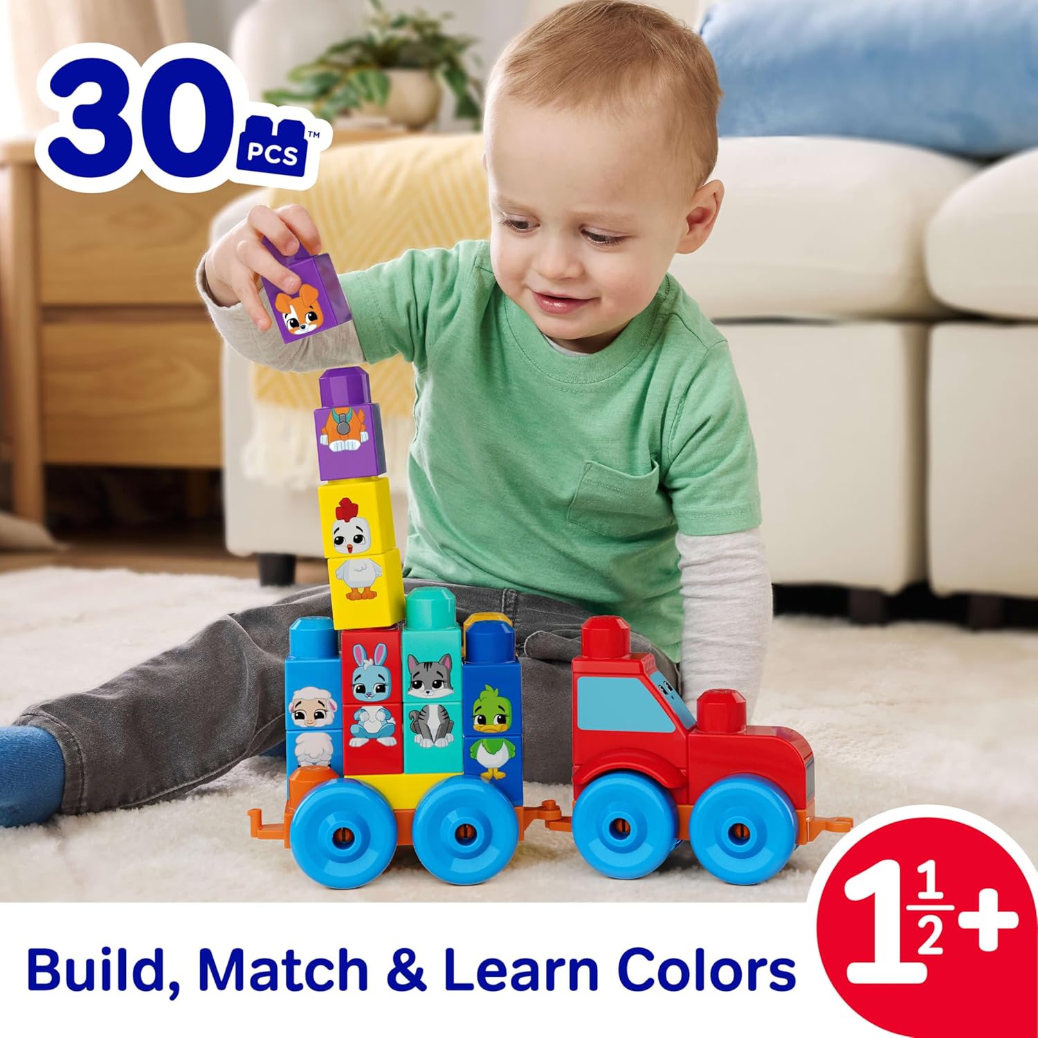 Fisher Price - Mega Bloks, First Builders, Bulid & Match Animal Tractor JKG33