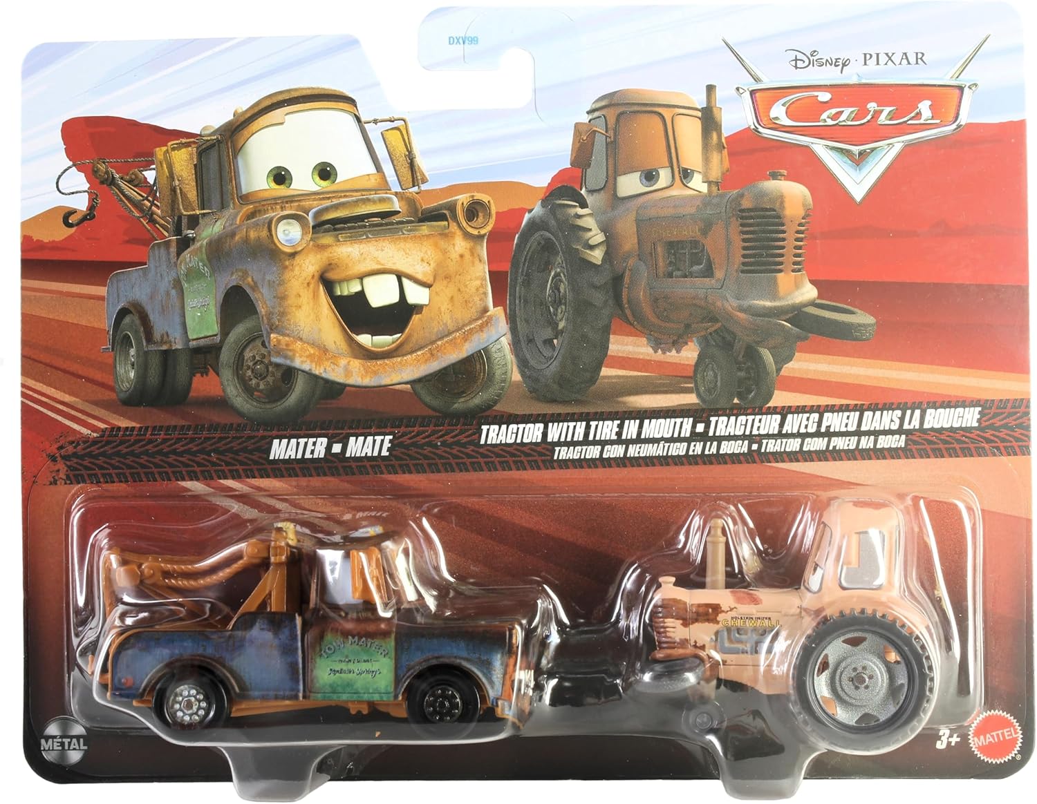 Mattel Cars - Σετ Με 2 Αυτοκινητάκια, Mater & Tractor With Tire In Mouth JKW71 (DXV99)
