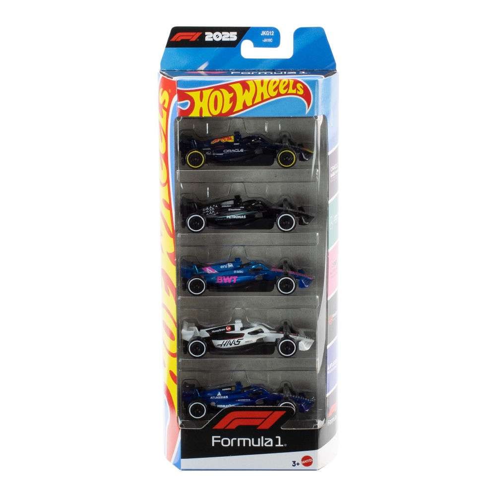 Mattel Hot Wheels – Αυτοκινητάκια 1:64 Σετ Των 5, Formula 1 JLN11