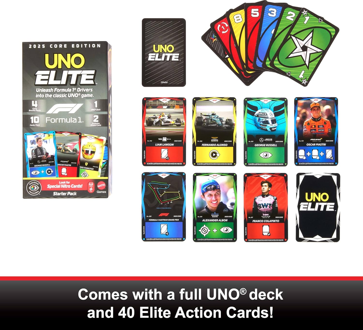 Mattel - Επιτραπέζιο, UNO Elite, Starter Pack, Core Edition, Formula 1 JLV42