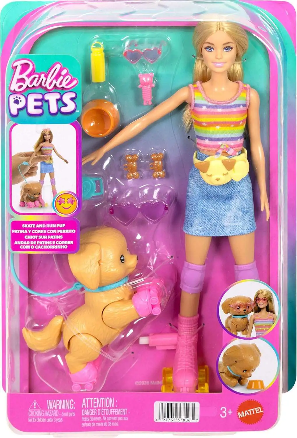 Mattel Barbie - Pets, Skate And Run Pup JMJ44 (JMJ43)