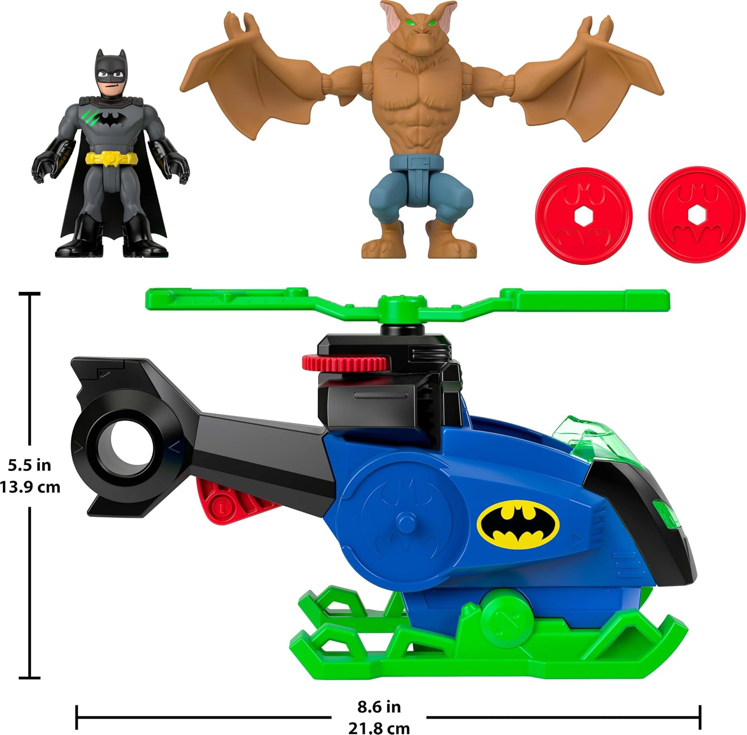 Fisher Price - Imaginext, DC Super Friends - Batcopter Vs Man-Bat Figures &Vehicle JML97